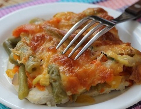 куриный стейк с овощами