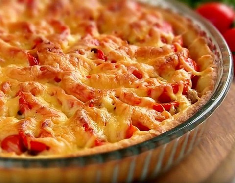 мясной открытый пирог мясной открытый пирог